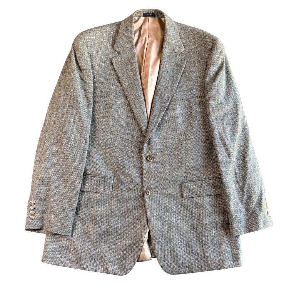 Lauren Ralph Lauren Mens 42L Gray Herringbone 100% Wool Blazer Sport Coat Jacket